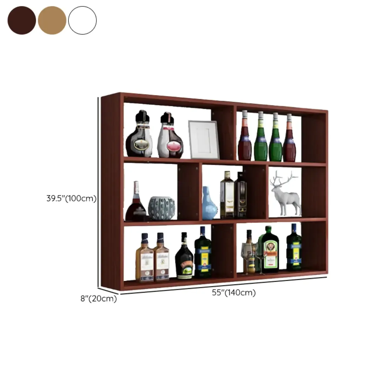 Simple Open Storage Wooden Floating Mount Display Cabinet Image - 21