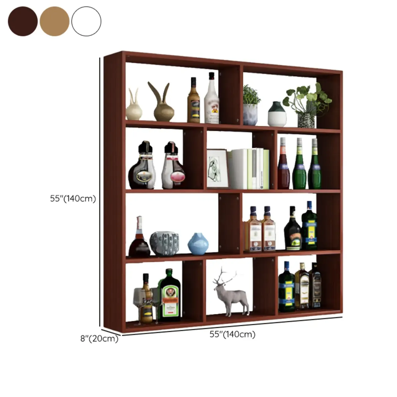 Simple Open Storage Wooden Floating Mount Display Cabinet Image - 22