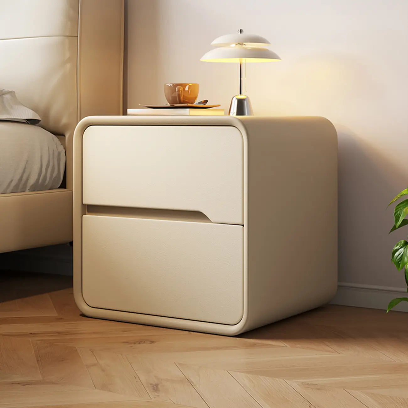 Modern Bedside Table with Storage Drawers - Avocado Green | homeyfad