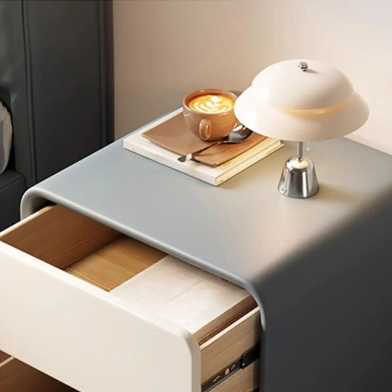 Modern Bedside Table with Storage Drawers - Avocado Green | homeyfad