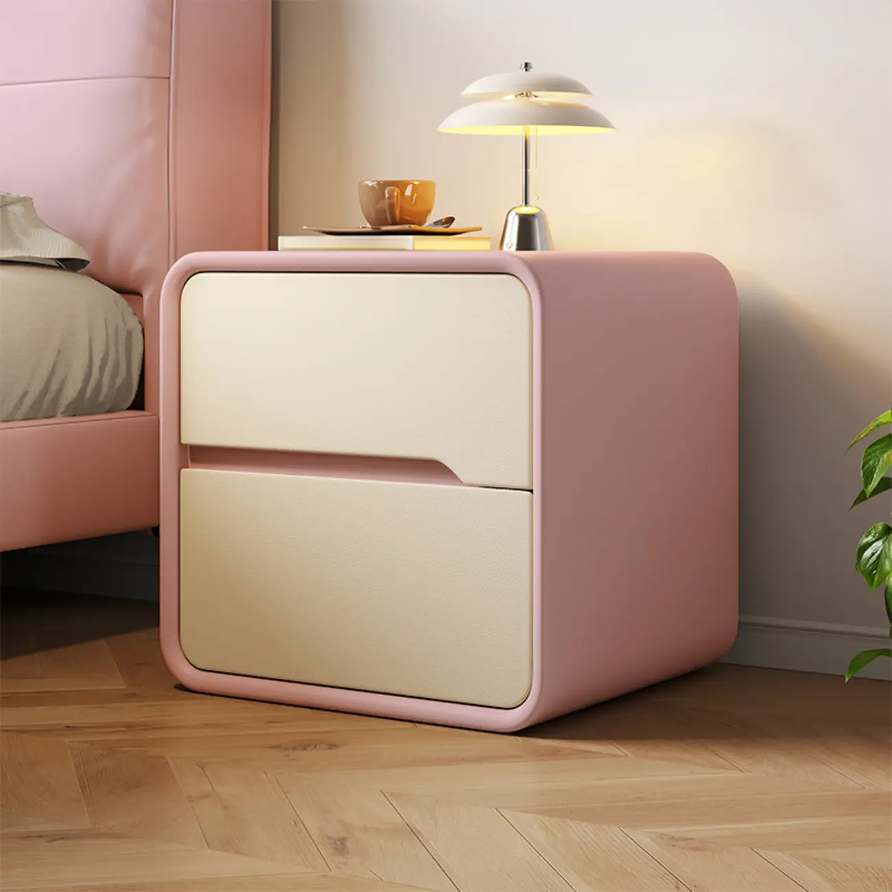 Modern Bedside Table with Storage Drawers - Avocado Green | homeyfad