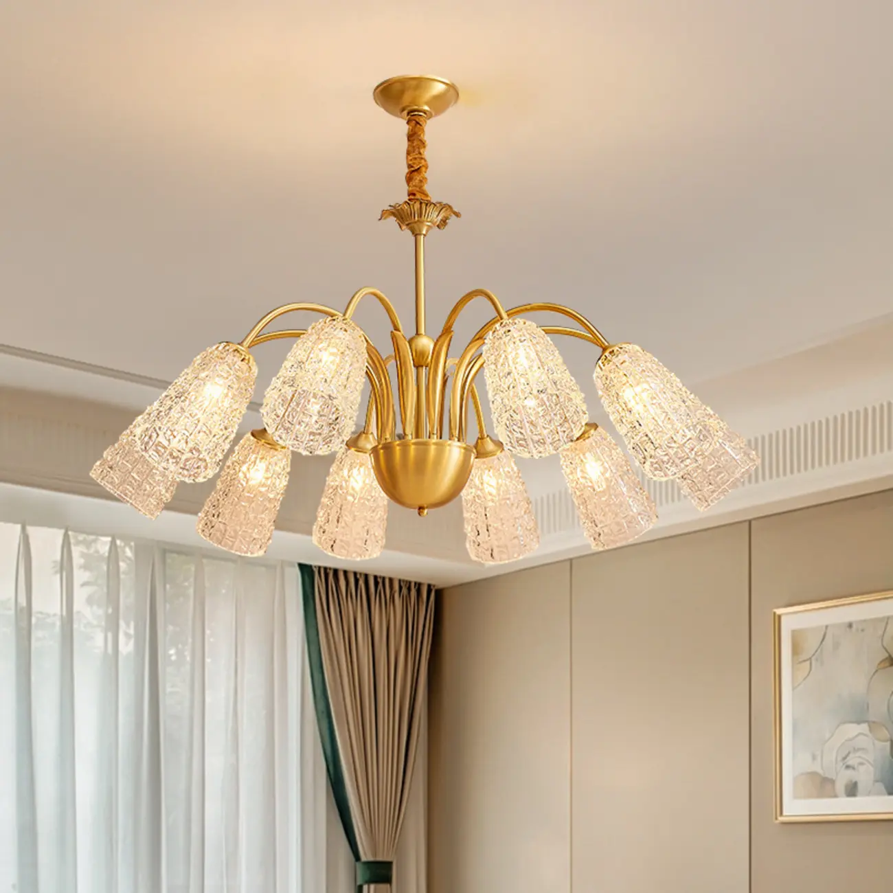 Gold Floral Crystal Glass Modern Chandeliers Elegant Image - 2 | homeyfad