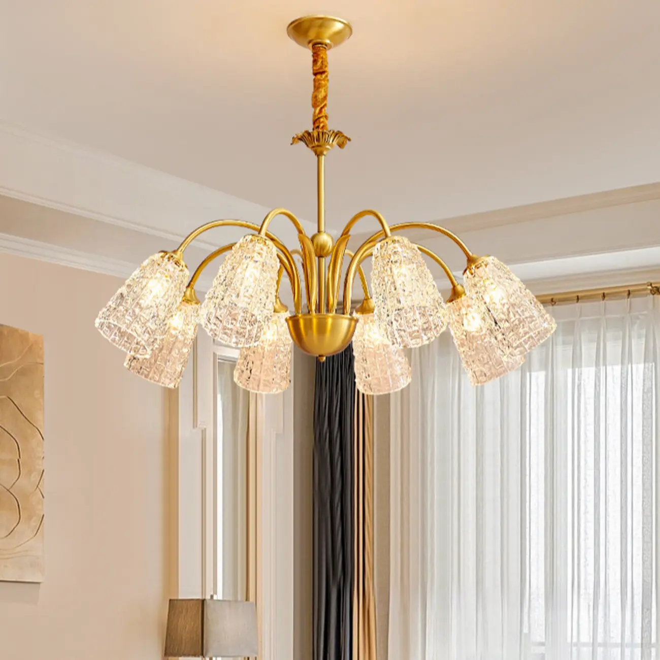 Gold Floral Crystal Glass Modern Chandeliers Elegant Image - 3 | homeyfad