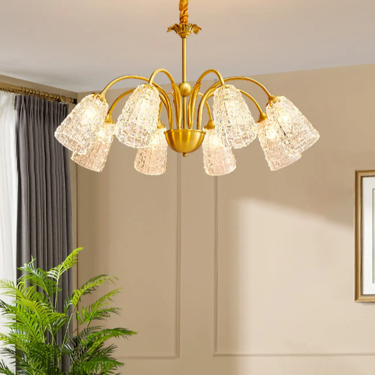 Gold Floral Crystal Glass Modern Chandeliers Elegant Image - 4 | homeyfad