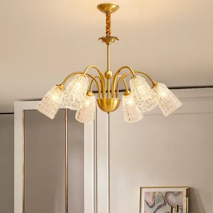 Gold Floral Crystal Glass Modern Chandeliers Elegant Image - 1