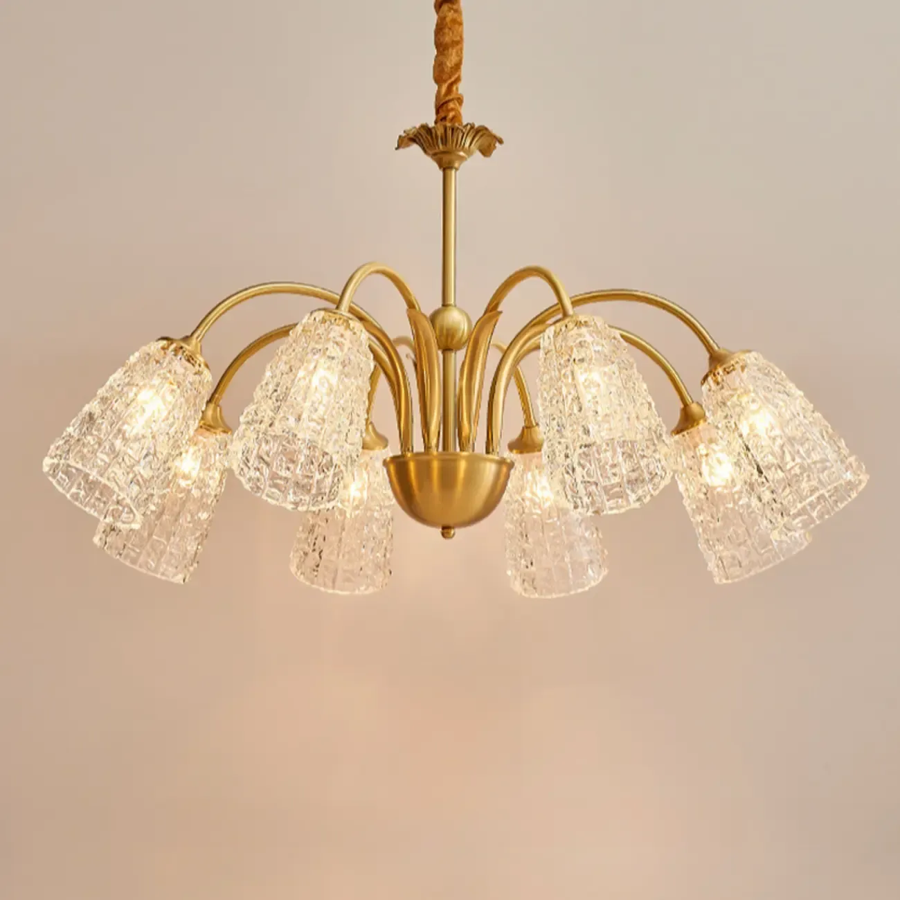 Gold Floral Crystal Glass Modern Chandeliers Elegant Image - 5