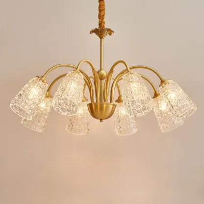 Gold Floral Crystal Glass Modern Chandeliers Elegant Image - 5
