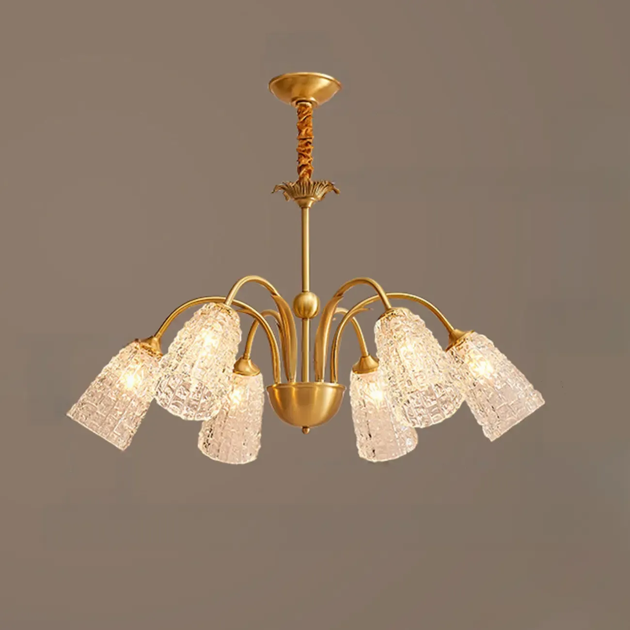 Gold Floral Crystal Glass Modern Chandeliers Elegant Image - 6