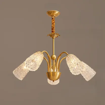Gold Floral Crystal Glass Modern Chandeliers Elegant Image - 8