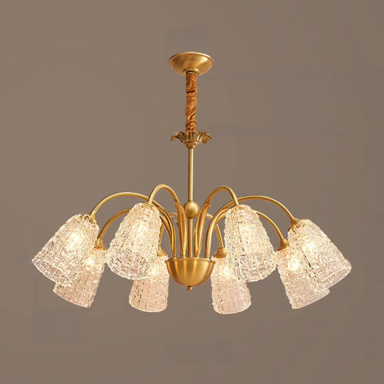 Gold Floral Crystal Glass Modern Chandeliers Elegant Image - 9