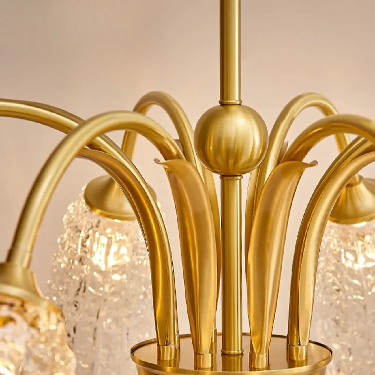 Gold Floral Crystal Glass Modern Chandeliers Elegant Image - 13