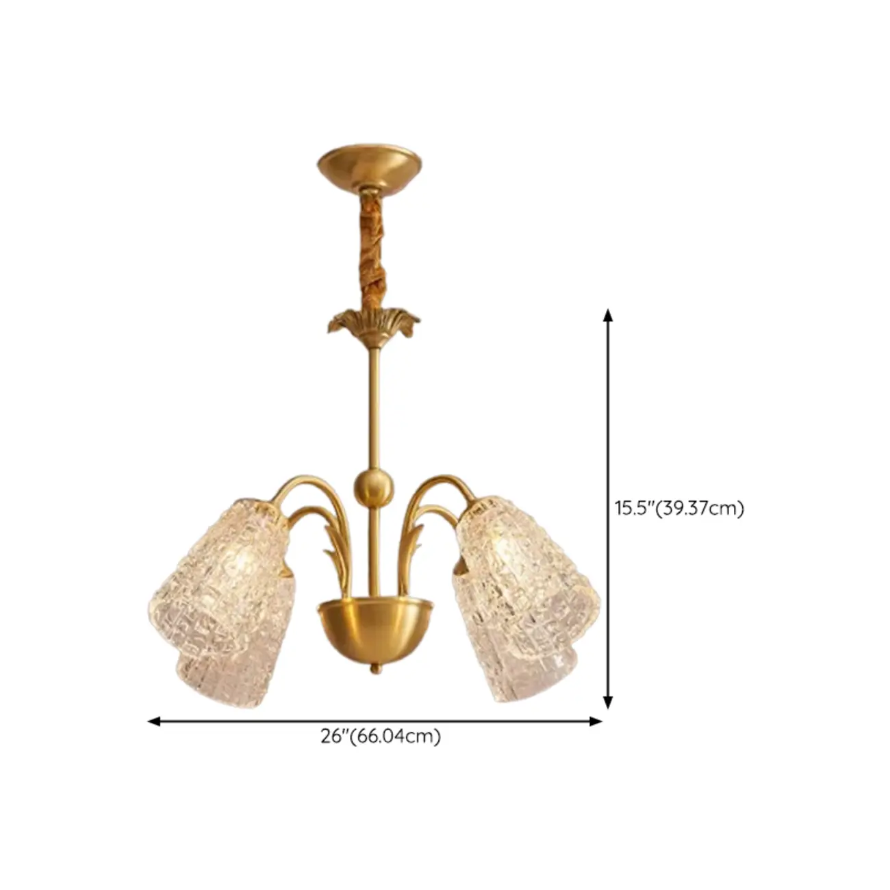 Modern Elegant Gold Downward Bell Crystal Chandelier #size