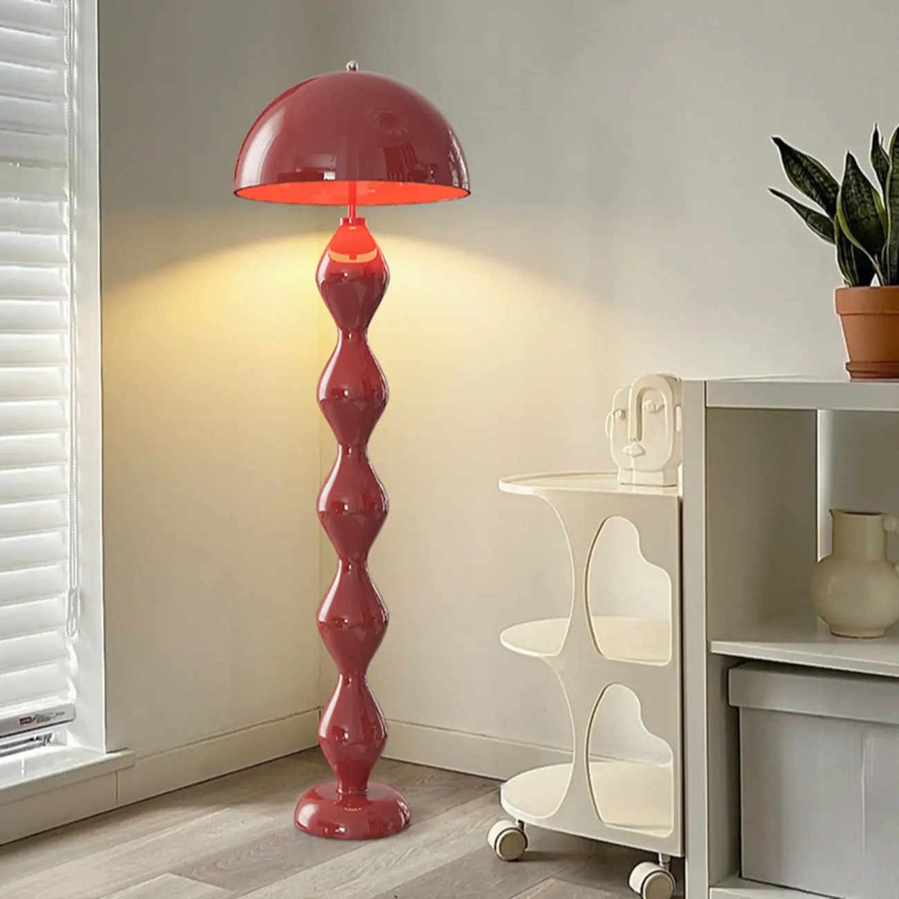 Modern Green Column Floor Lamp Plug-In for Living Room | homeyfad