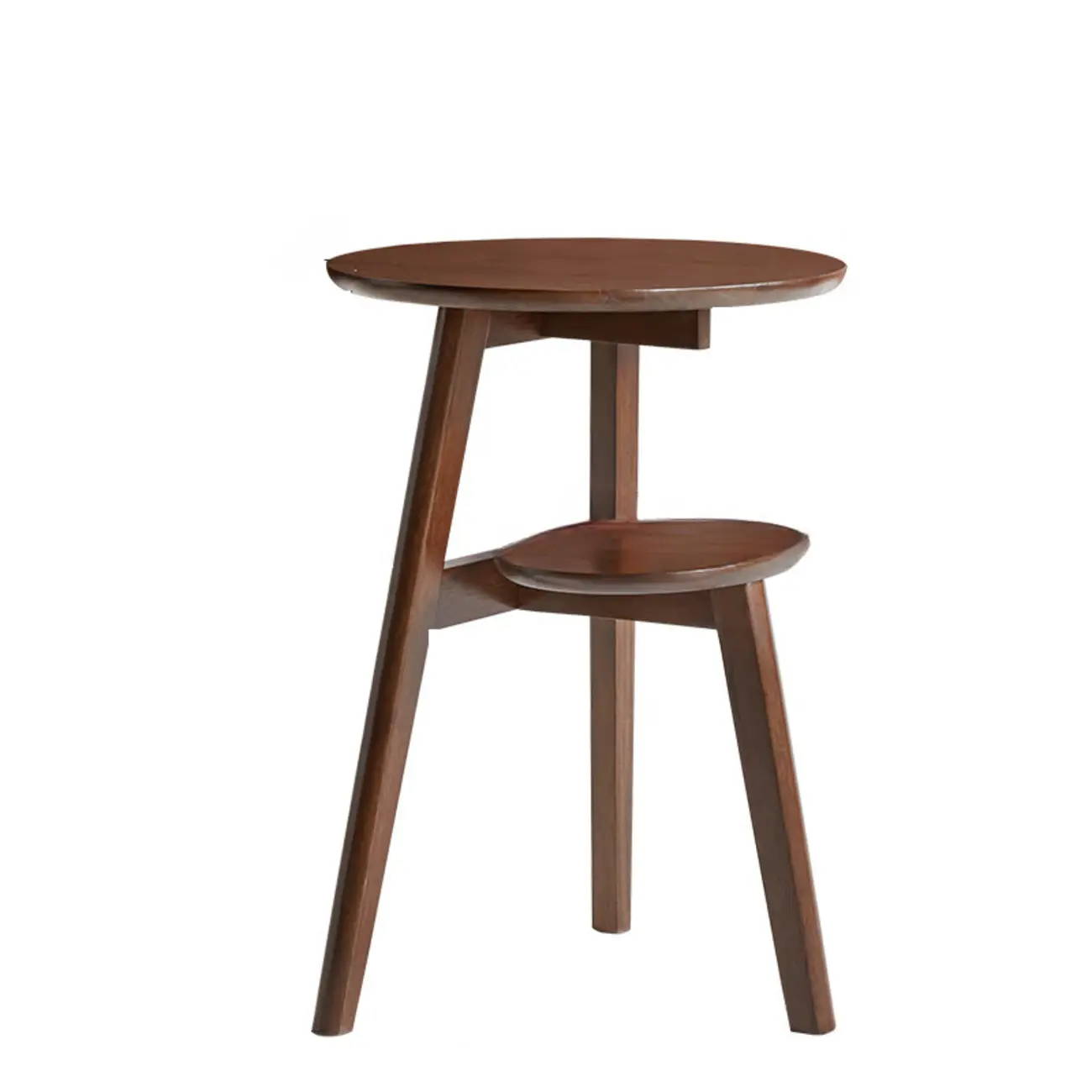Brown Tripod Base Wood Round Side Table with Storage Image - 6 | homeyfad