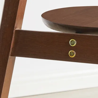 Brown Tripod Base Wood Round Side Table with Storage Image - 7