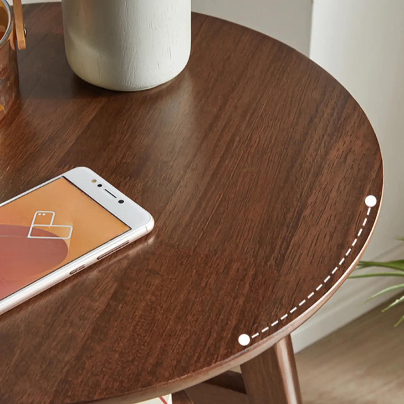 Brown Tripod Base Wood Round Side Table with Storage Image - 9 | homeyfad