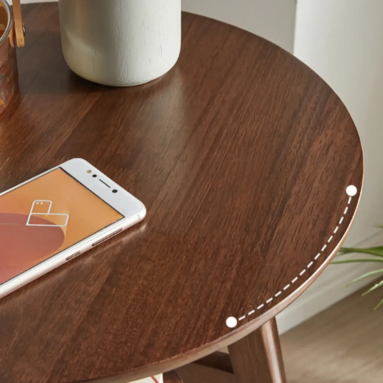 Brown Tripod Base Wood Round Side Table with Storage Image - 9