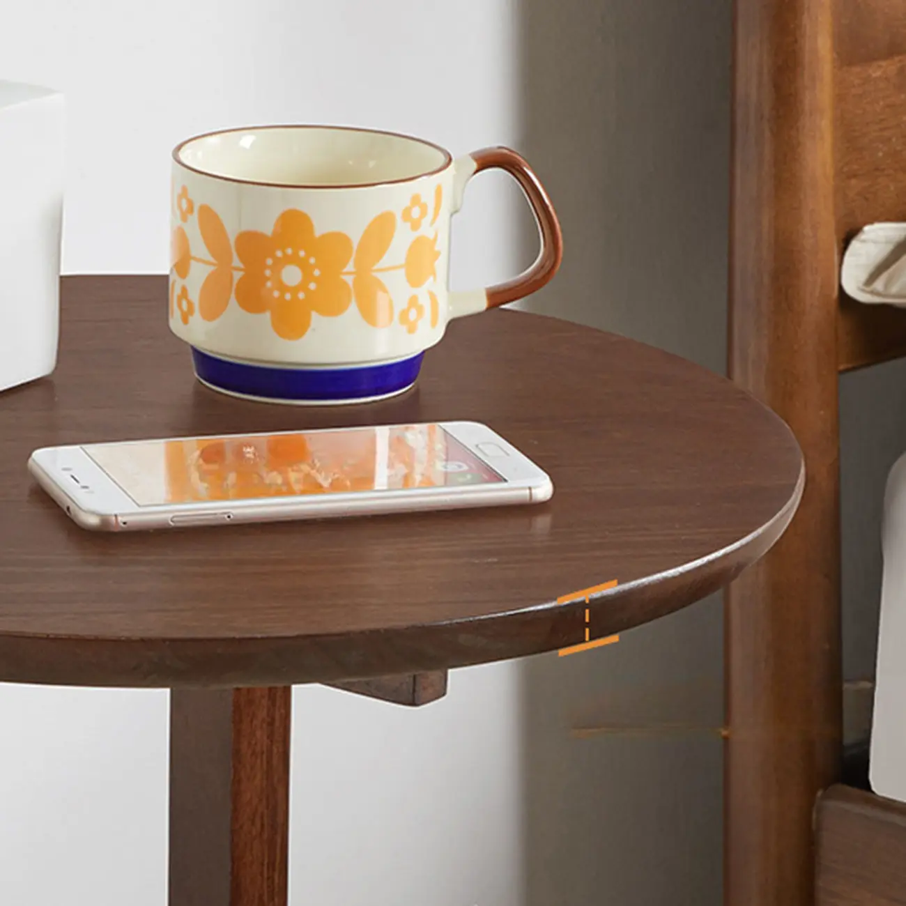 Brown Tripod Base Wood Round Side Table with Storage Image - 10 | homeyfad