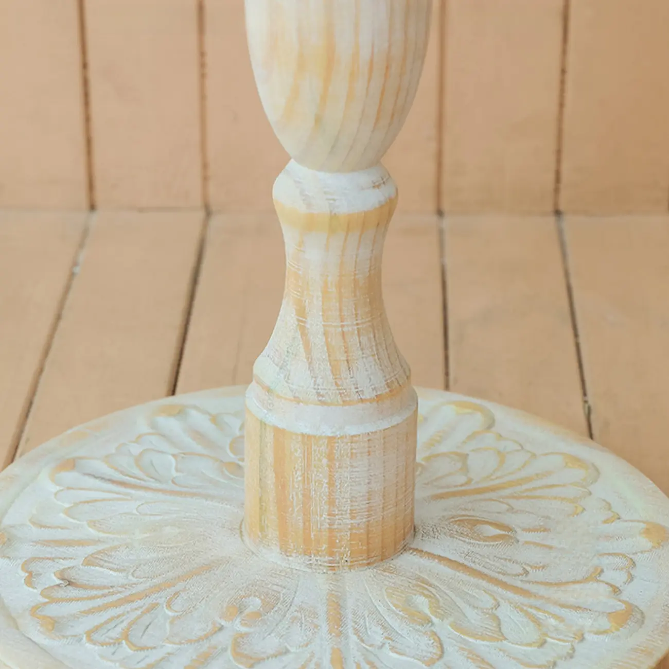 Vintage Round Glass Top Wood Base End Table Image - 9 | homeyfad