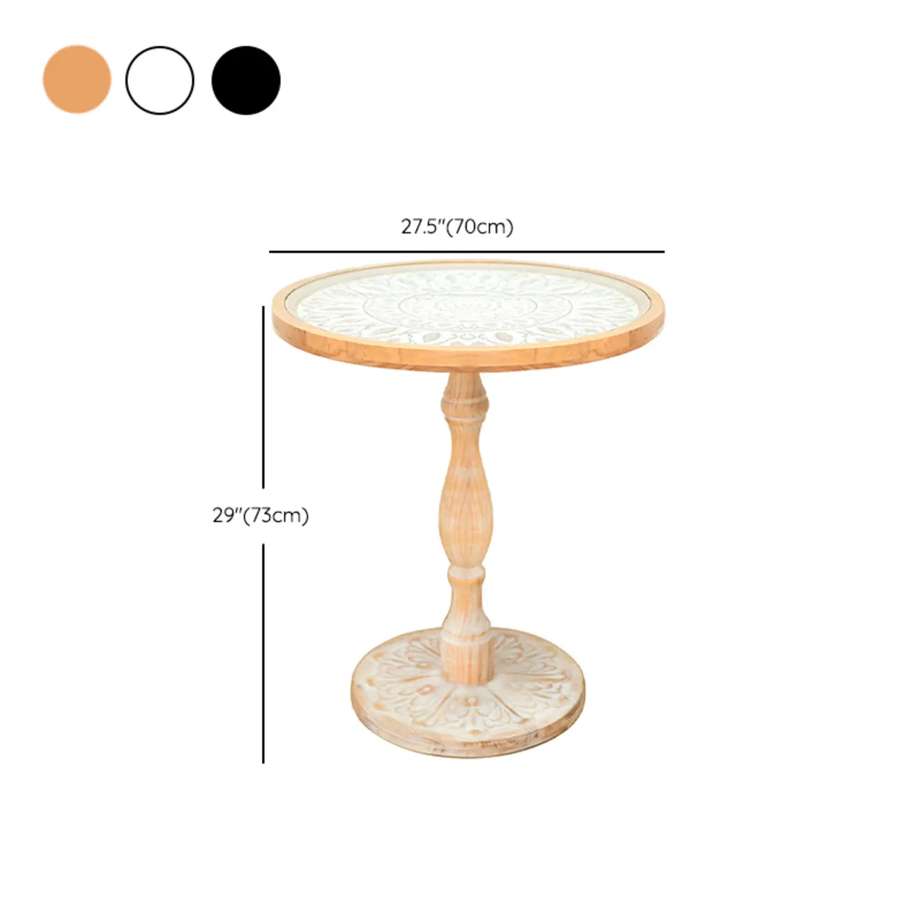 Vintage Round Glass Top Wood Base End Table Image - 13 | homeyfad