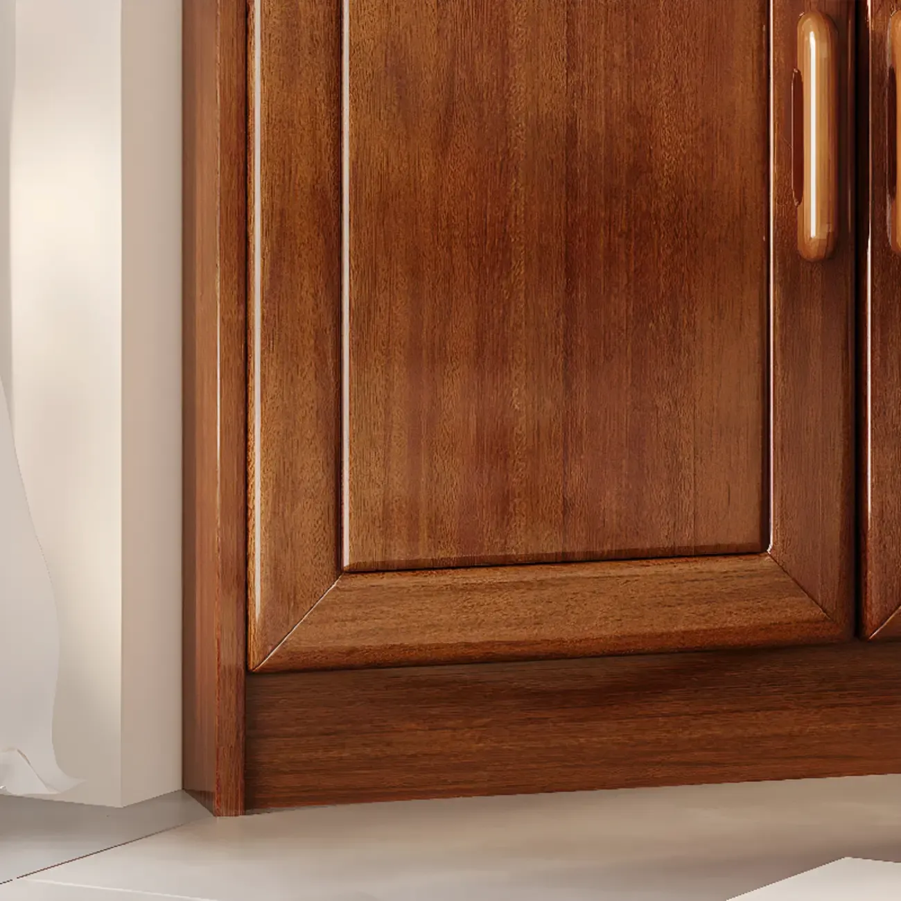 Scandinavian Wooden Corner Utility Cabinet with Stemware Holder Image - 4