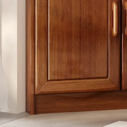 Scandinavian Wooden Corner Utility Cabinet with Stemware Holder Image - 4