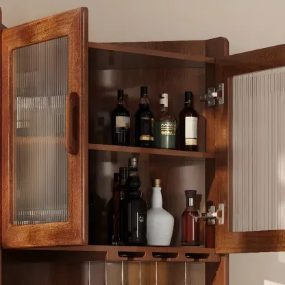 Scandinavian Wooden Corner Utility Cabinet with Stemware Holder Image - 8