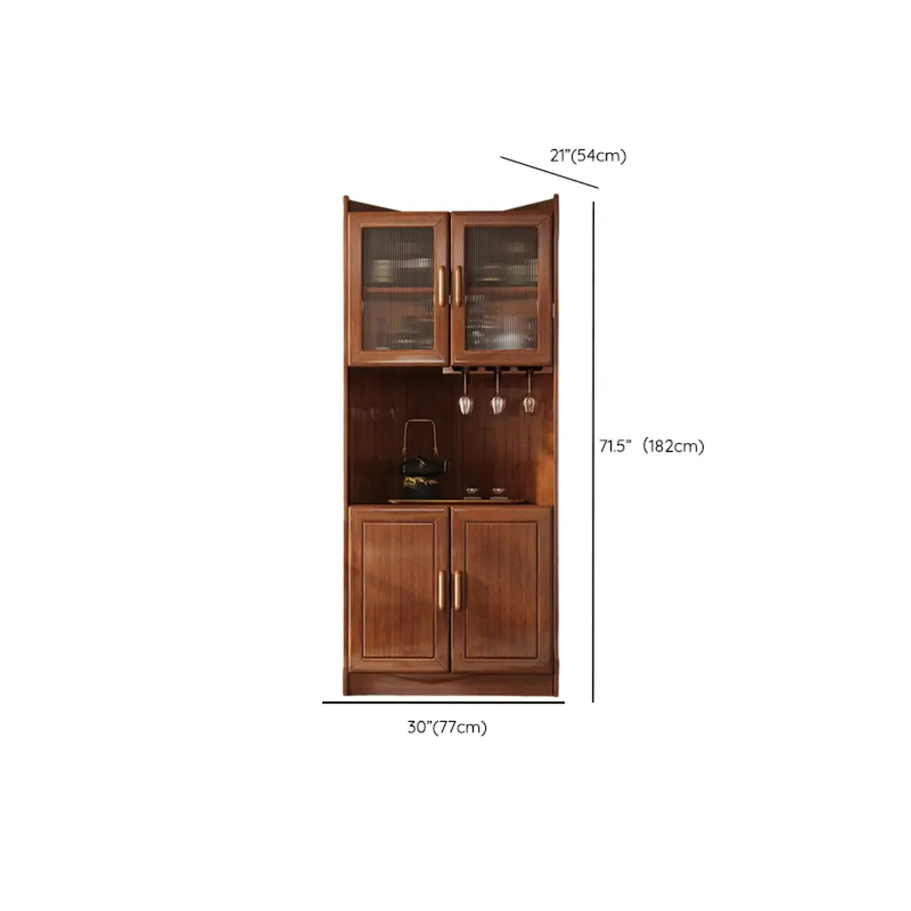 Scandinavian Wooden Corner Utility Cabinet with Stemware Holder #size