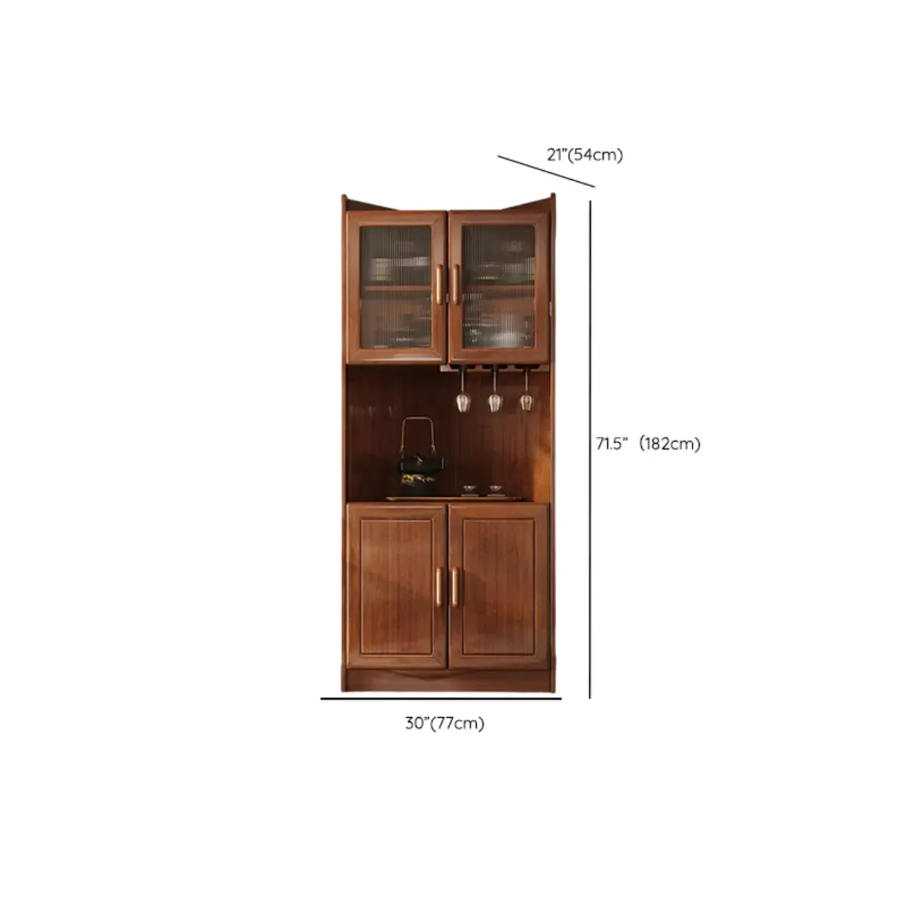 Scandinavian Wooden Corner Utility Cabinet with Stemware Holder #size