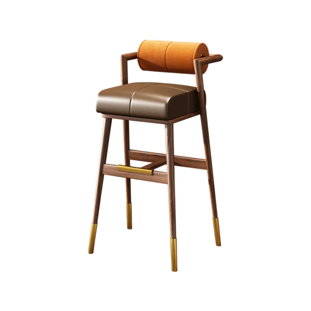 Brown Wooden Cushion Bar Stool with Backrest | homeyfad