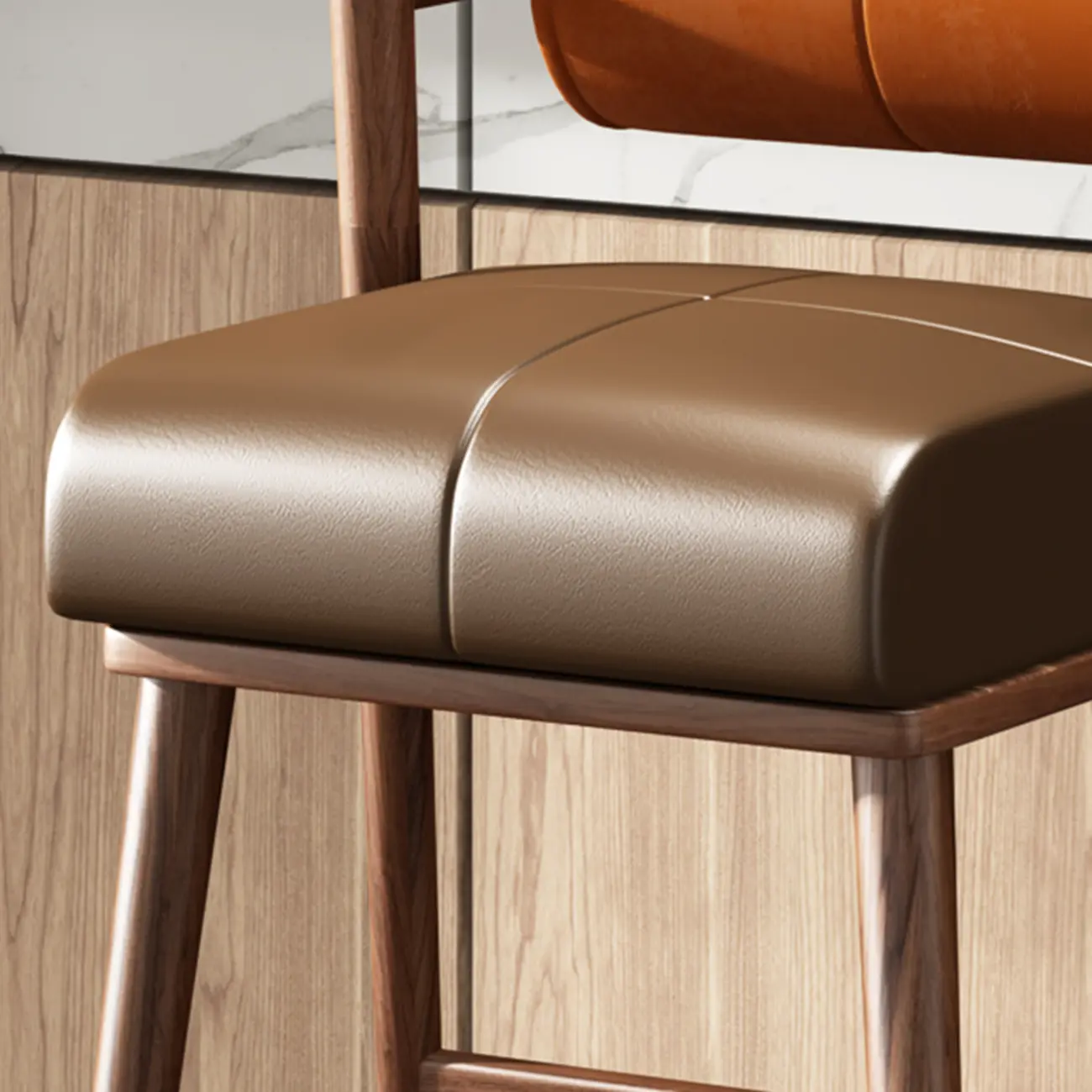 Brown Wooden Cushion Bar Stool with Backrest | homeyfad