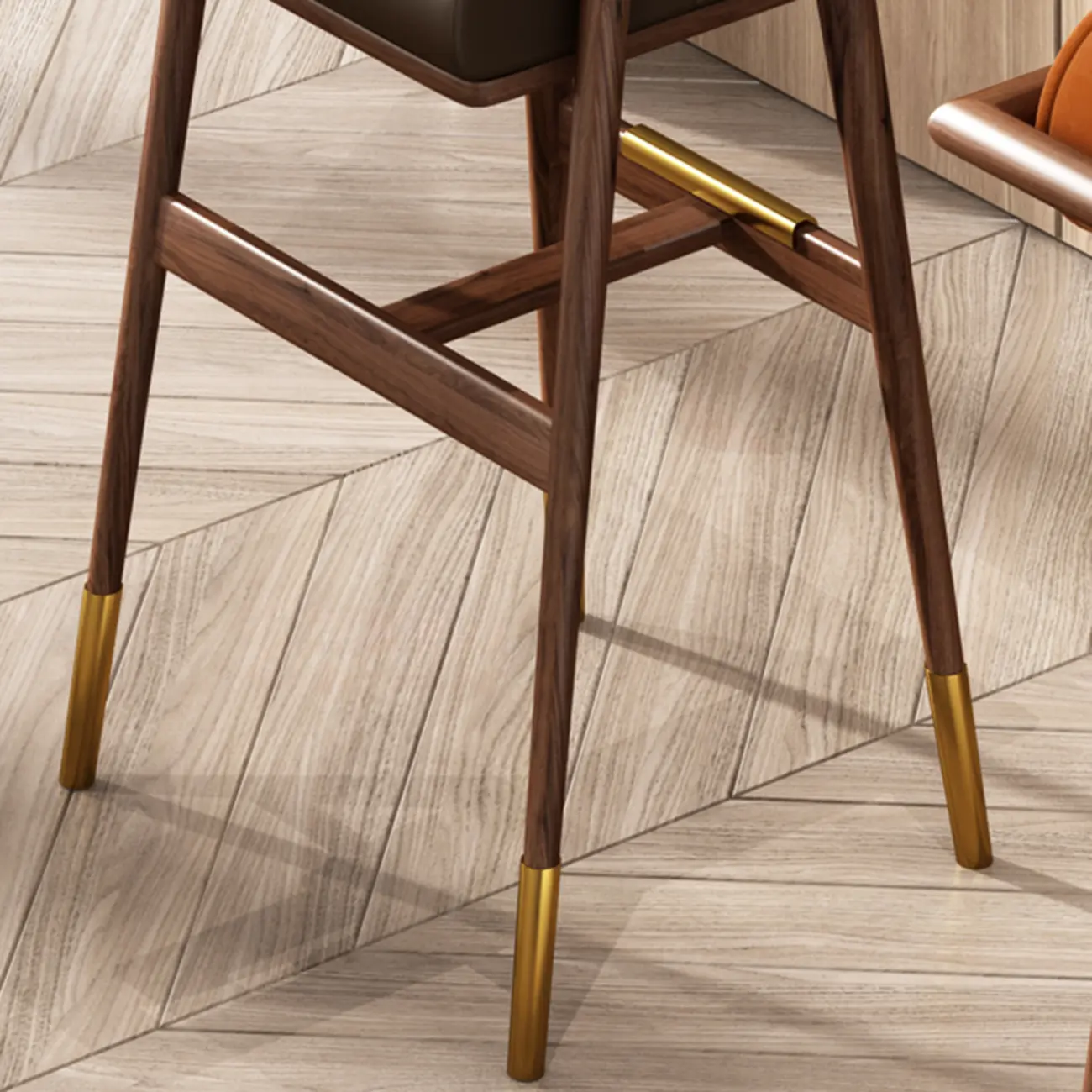 Brown Wooden Cushion Bar Stool with Backrest | homeyfad