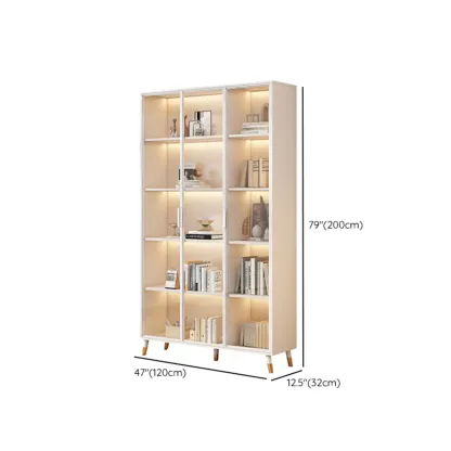 White Wooden 5 Tiers Display Cabinet with Glass Doors #size
