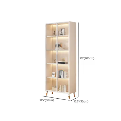 White Wooden 5 Tiers Display Cabinet with Glass Doors Image - 8