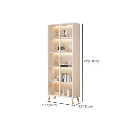 White Wooden 5 Tiers Display Cabinet with Glass Doors Image - 9