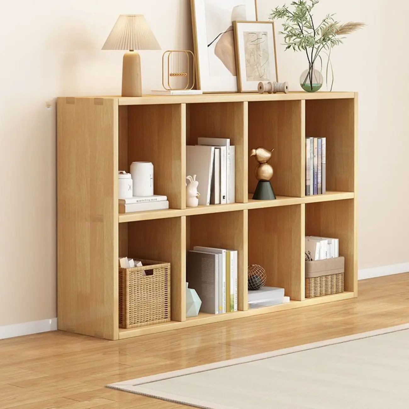 Modern Oak Bookcase Spacious Shelves Multi-Cabinets Image - 10 | homeyfad