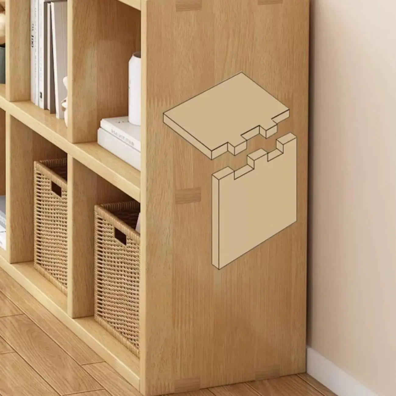 Modern Oak Bookcase Spacious Shelves Multi-Cabinets Image - 5 | homeyfad