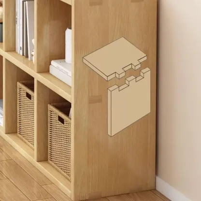 Modern Oak Bookcase Spacious Shelves Multi-Cabinets Image - 5