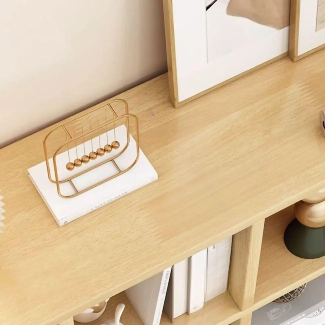 Modern Oak Bookcase Spacious Shelves Multi-Cabinets Image - 4 | homeyfad