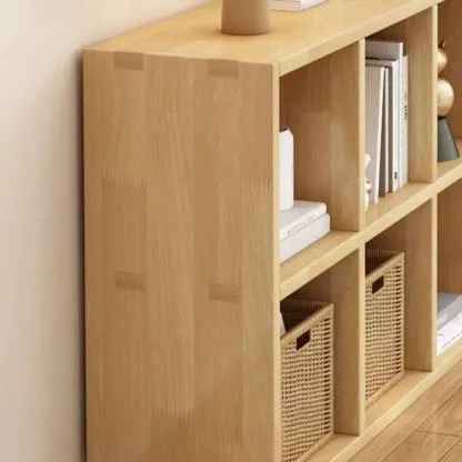 Modern Oak Bookcase Spacious Shelves Multi-Cabinets Image - 3