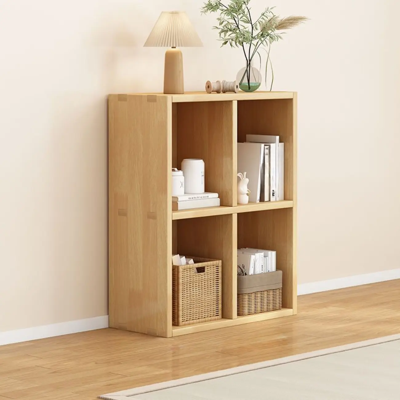 Modern Oak Bookcase Spacious Shelves Multi-Cabinets Image - 2 | homeyfad