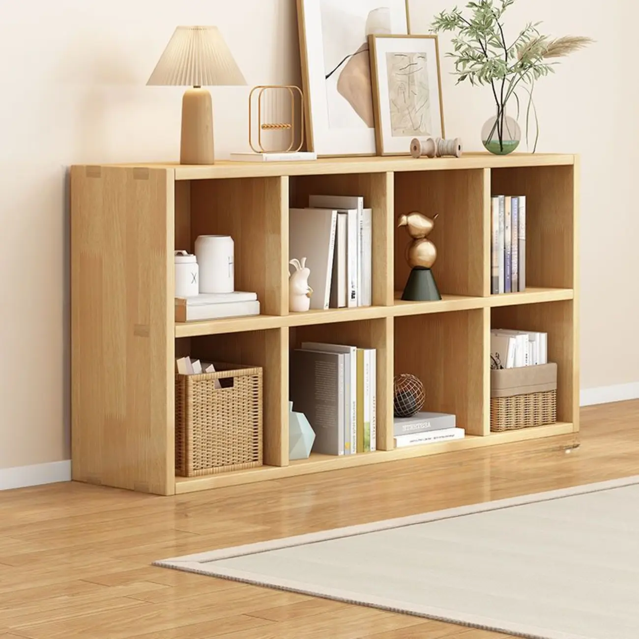 Modern Oak Bookcase Spacious Shelves Multi-Cabinets Image - 11 | homeyfad