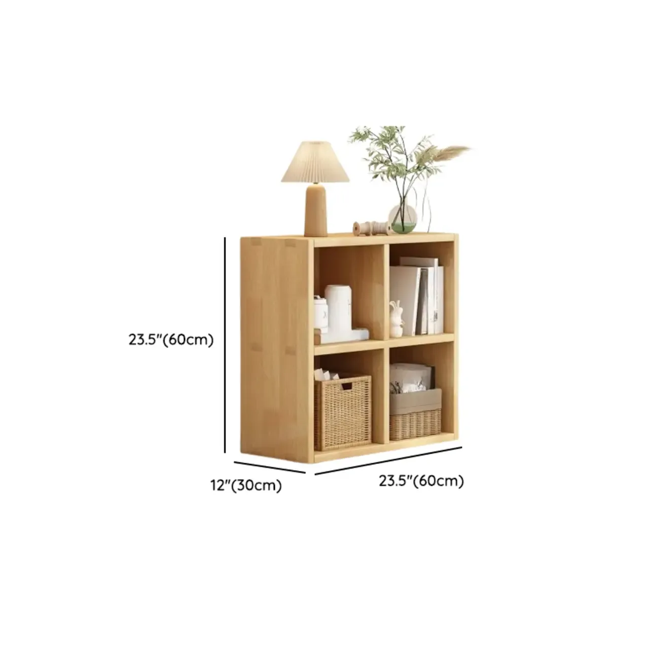 Modern Oak Bookcase Spacious Shelves Multi-Cabinets #size