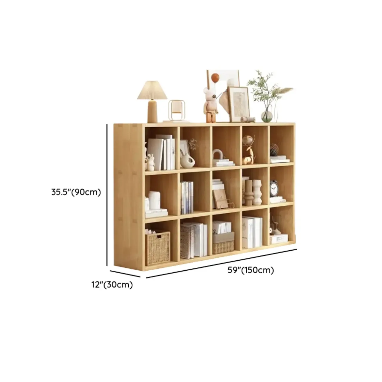Modern Oak Bookcase Spacious Shelves Multi-Cabinets Image - 21