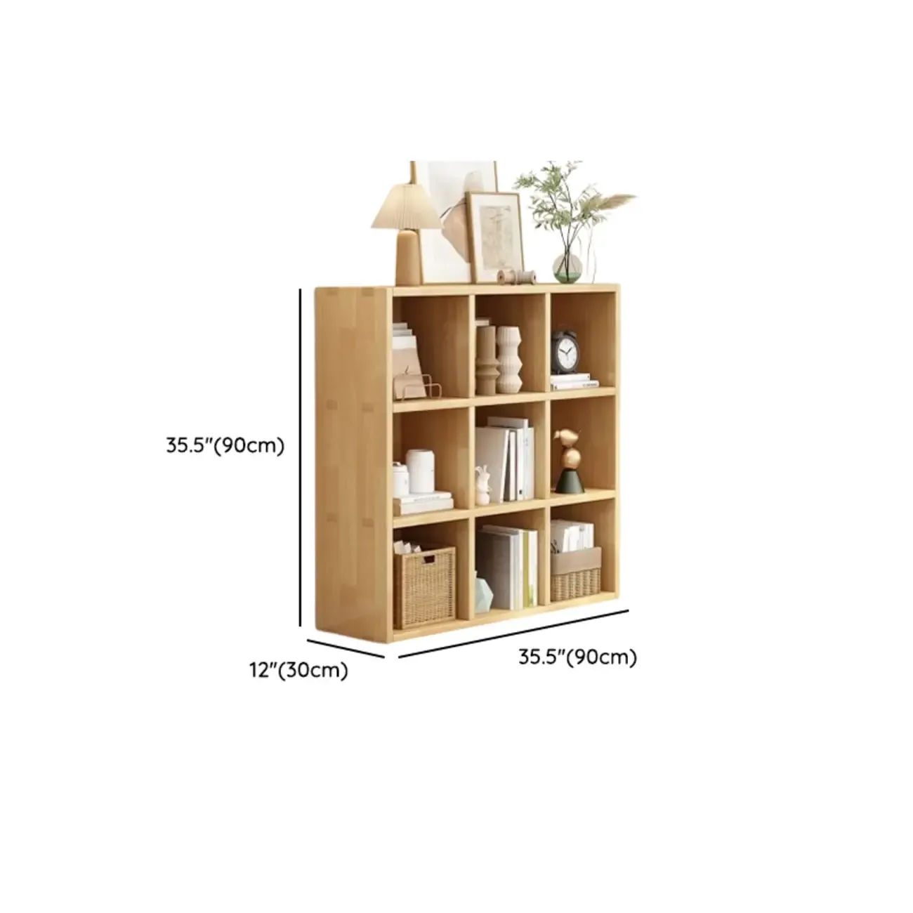 Modern Oak Bookcase Spacious Shelves Multi-Cabinets Image - 27