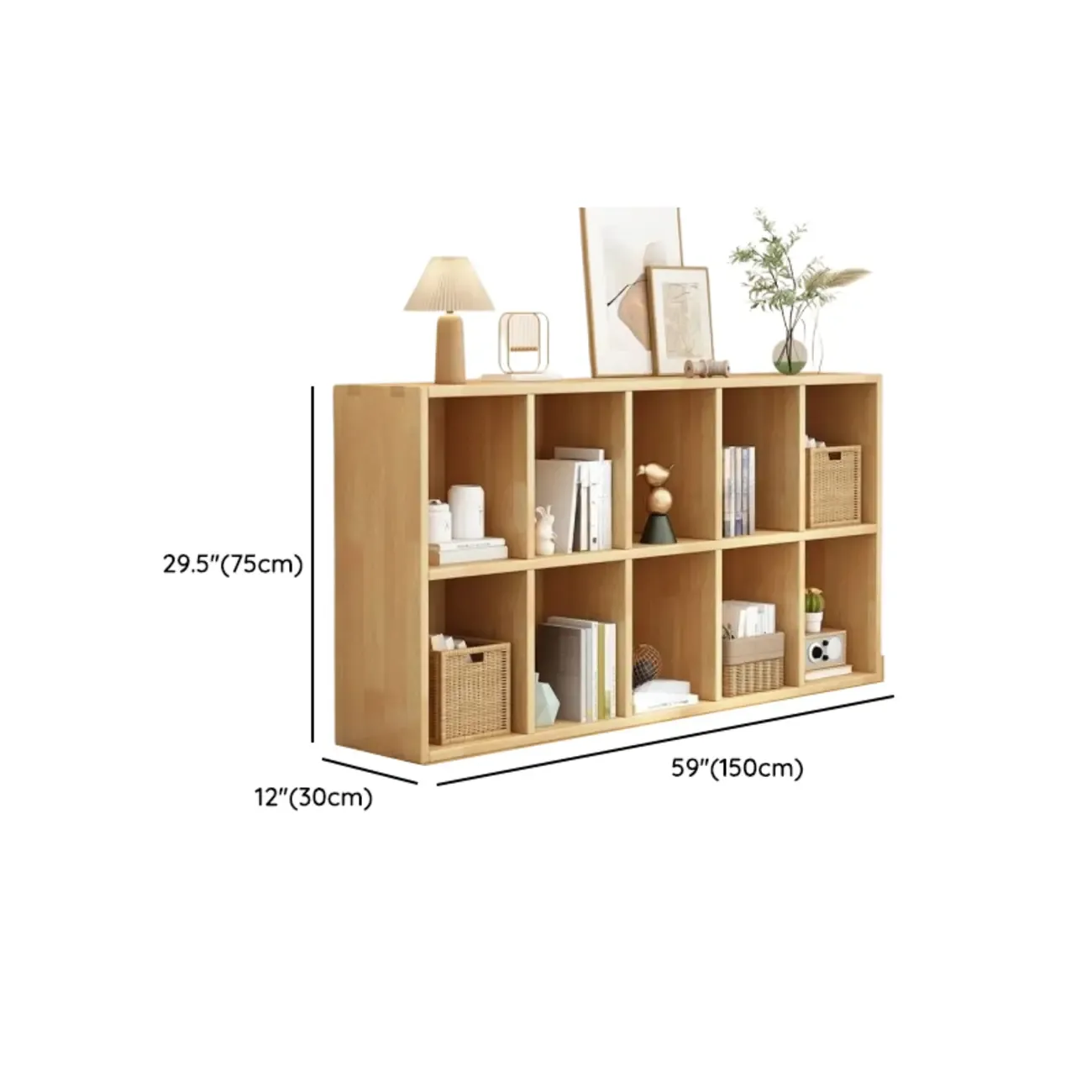 Modern Oak Bookcase Spacious Shelves Multi-Cabinets Image - 28