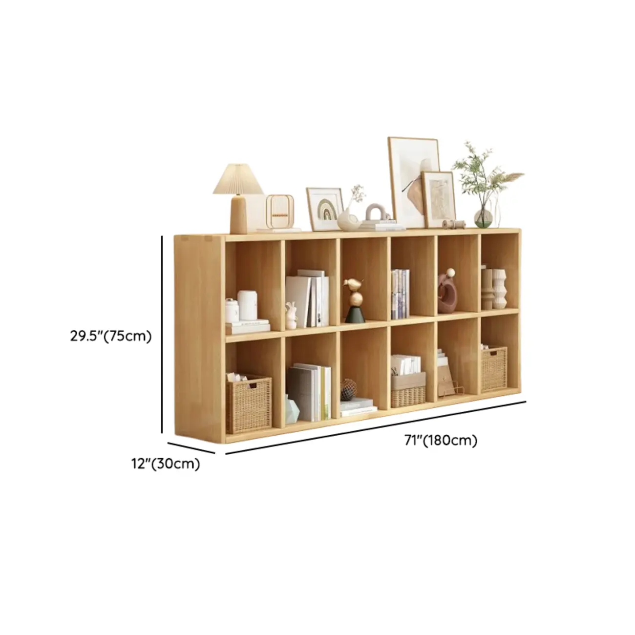 Modern Oak Bookcase Spacious Shelves Multi-Cabinets Image - 29 | homeyfad