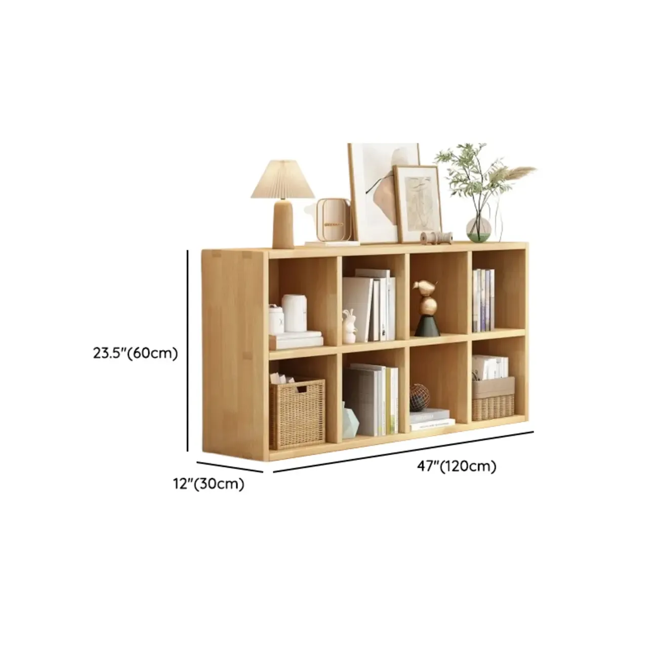 Modern Oak Bookcase Spacious Shelves Multi-Cabinets Image - 30