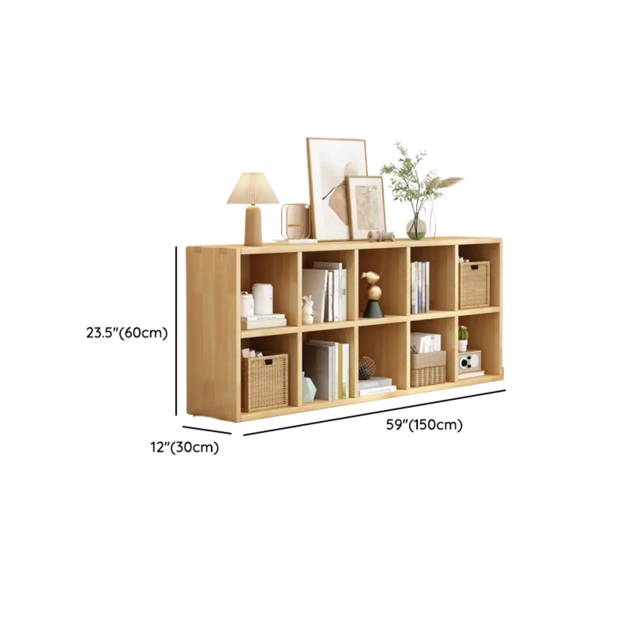 Modern Oak Bookcase Spacious Shelves Multi-Cabinets Image - 31 | homeyfad