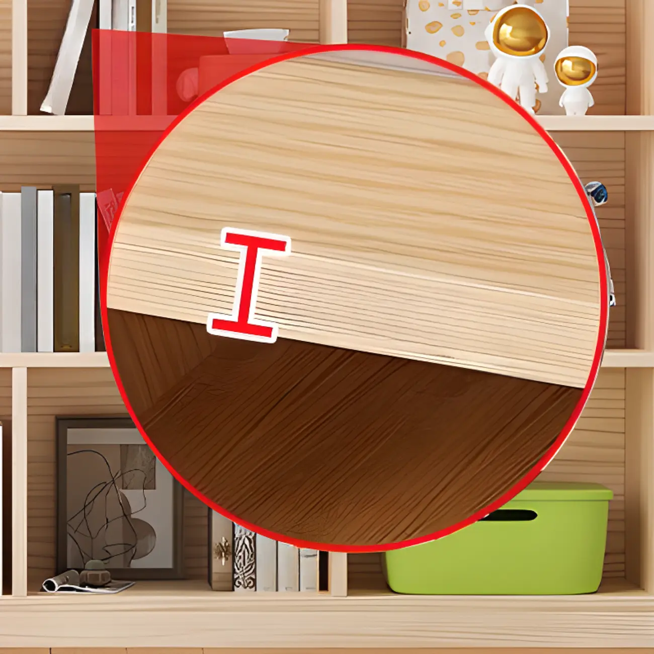 Simple Natural Wood Multi-Shelf Horizontal Bookcase Image - 7 | homeyfad